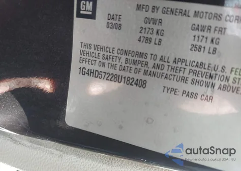 2008 Buick Lucerne Cxl из США, поврежденный, VIN 1G4HD57228U182408